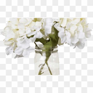Hydrangea Bouquet In Rope Embellished Mason Jar Decorist - Bouquet, HD Png Download