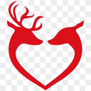 Reindeer, Love, Christmas, Decoration, Deer, Decorative - Deer Heart Silhouette, HD Png Download