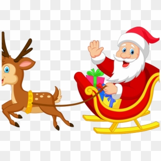 Santa Clipart Reindeer - Santa And Reindeer Transparent, HD Png Download