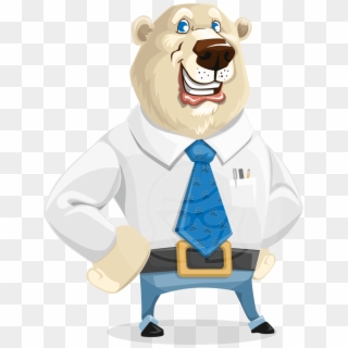 Polar Bear Cartoon Character - Business Polar Bear, HD Png Download