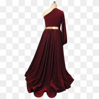Red Sparkle One Shoudler Maxi Dress With Train - Gown, HD Png Download
