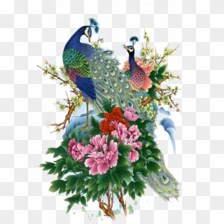 Bird Clipart, Png Format, Peonies, Peacock, Clip Art, - Bird And Flower Png, Transparent Png