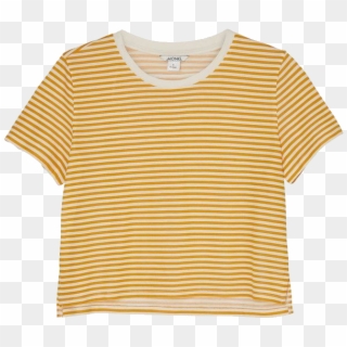 T Shirt Crop Top, Denim T Shirt, Yellow Shirts, Outfits - Striped Yellow Shirt, HD Png Download