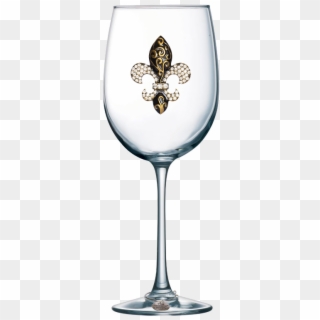Gold Swirl Fleur De Lis Jeweled Stemmed Wine Glass - Wine Glass Quotes For Mom, HD Png Download