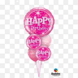 Balloon Bouquets - Pink Happy Birthday Balloons Bouquet, HD Png Download
