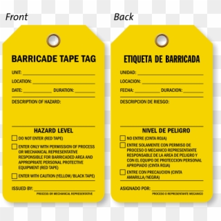Bilingual Barricade Tape Tag - Orange, HD Png Download