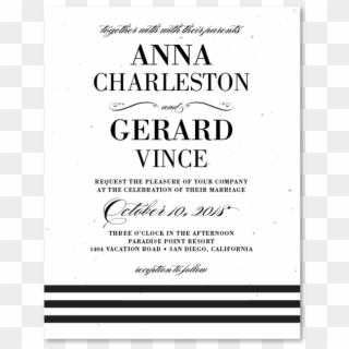 Black Tie Wedding Invitations On White Seeded Paper - Poster, HD Png Download